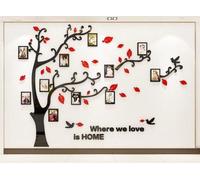 Décoration murale en 3D « Arbre généalogique » : sticker mural avec cadre photo en forme d'arbre rouge pour le salon ou la chambre à coucher