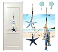 Décoration murale en bois en forme de poisson et étoile de mer, plage côtière, étoile de mer en bois, décoration murale à suspendre pour la maison, café, restaurant, salle de bain, A + B
