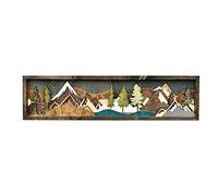 Décoration murale en bois faite à la main sur le thème de la montagne - Paysage naturel 3D - Décoration intérieure, Décoration murale pour salle de bain