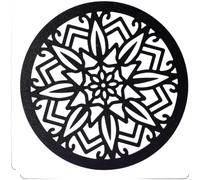 Décoration murale en bois style européen 25 cm Finition noire (C) | Applique florale en 6 pièces, sculpture circulaire complexe, esthétique bohème, 25 cm de diamètre, décoration murale élégante