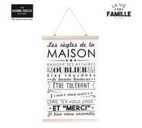 Décoration murale en coton - HOME DECO FACTORY - M24 - Blanc - Affichage règles maison