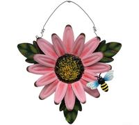 Décoration murale en fer à suspendre Motif tournesol Rose 38 x 30 cm