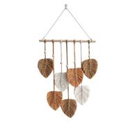 Décoration murale en macramé avec feuilles - Grande décoration murale chic en plumes style bohème Label
