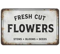 Décoration murale en métal avec fleurs fraîchement coupées, 20,3 x 30,5 cm, art vintage du marché fermier, magasin de fleurs, panneau de jardin plaques en aluminium imprimées