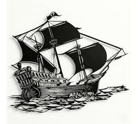 Décoration murale en métal, décoration de bateau pirate en métal 75 x 60 cm