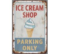 Décoration murale en plastique pour magasin de crème glacée - Panneau de stationnement - Résistant à la décoloration et aux intempéries - 20,3 x 30,5 cm - Plaques en aluminium imprimées