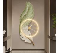 Décoration Murale en Plumes, Horloge Acrylique avec lumière LED, Art Mural Moderne en Plumes, Tableau Mural 3D en Plumes pour Chambre, Salon, Porte d'entrée (C 23,6 * 47,3)