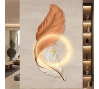 Décoration Murale en Plumes, Horloge Acrylique avec lumière LED, Art Mural Moderne en Plumes, Tableau Mural 3D en Plumes pour Chambre, Salon, Porte d'entrée (19,7 * 39,4 po)