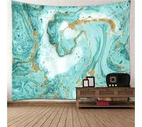 Décoration murale en toile - Papier peint - Revêtement mural - Impression HD couleur - 150 x 130 cm - Bleu - Céramique marbrée