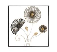 Décoration Murale Encadrée en Métal "Fleurs" 50cm Multicolore