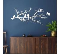 Décoration murale extérieur en métal à suspendre Silhouette oiseaux sur branche Blanc 80L x 34,5l cm OBJET DE DECORATION MURALE
