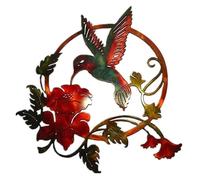 Décoration murale - Fer Forgé - Oiseau Colibri - Ronde - Vintage - Suspendue 25x25cm