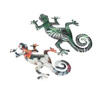 Décoration Murale Gecko en Fer, Lot de 2 Pièces, Créative | Aspect Réaliste, Usage Polyvalent, pour Jardin et Salon, Style Chic et Charmant