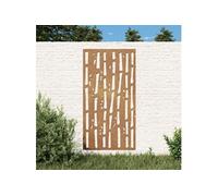 Décoration murale jardin 105x55 cm acier corten design bambou, décoration murale extérieure, art mural de jardin, décoration murale en métal