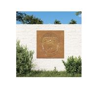 vidaXL Décoration Murale Jardin 55x55 cm Motif de tête de Bouddha, décoration Murale extérieure, Art Mural de Jardin, décoration Murale en métal