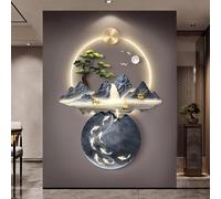 Décoration murale LED 3D en relief - Feng Shui - Lampe décorative suspendue salon, entrée, couloir (gris, 60x90 cm)