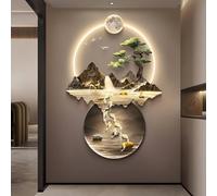 Décoration murale LED 3D en relief - Feng Shui - Peinture salon, entrée, couloir - Kaki 60 x 90 cm