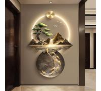 Décoration murale LED 3D Feng Shui - Peinture LED salon, entrée, couloir (marron, 50x70 cm)