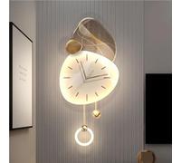 Décoration Murale LED avec Alimentation Secteur, Horloge Murale, Peinture décorative 3D, Sculptures murales en Acrylique pour Salon, entrée (Marron foncé 86 x 40 cm)