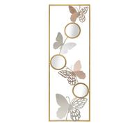 Tableau décoratif murale papillons et miroirs en métal doré Buttry B 31x2x90 cm