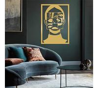 Décoration Murale Minimaliste Moderne en métal, représentant Un Visage de Femme, Style Abstrait pour Chambre à Coucher, Sculpture Picasso, à Suspendre dans Le Salon (Or, 60 x 42 cm)