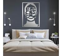 Décoration Murale Minimaliste Moderne en métal, représentant Un Visage de Femme, Style Abstrait pour Chambre à Coucher, Sculpture Picasso, à Suspendre dans Le Salon (Argent, 76 x 54 cm)