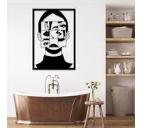 Décoration Murale Minimaliste Moderne en métal, Visage de Femme, Art Abstrait pour Chambre de Femme, Sculpture Picasso, à Suspendre dans Le Salon (Noir, 105 x 74 cm)
