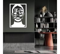 Décoration Murale Minimaliste Moderne en métal, Visage de Femme, Art Abstrait pour Chambre de Femme, Sculpture Picasso, à Suspendre dans Le Salon (Blanc, 121 x 85 cm)