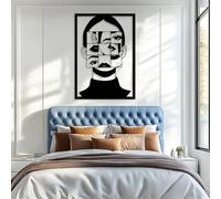 Décoration Murale Minimaliste Moderne en métal, Visage de Femme, Art Abstrait pour Chambre de Femme, Sculpture Picasso, à Suspendre dans Le Salon (Noir, 35" x 25" / 90 x 63 cm)