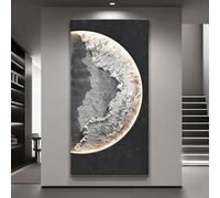 Décoration Murale Moderne 3D, Sculptures murales LED, Motif Lune avec lumière, pour Salon, Chambre, Couloir, entrée, intérieur de Maison (40 x 80 cm / 15,7 x 31,4 Pouces)