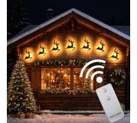 Decoration Murale Noel, LED Renne Stickers Muraux Éclairage de Noël | Silhouette Murale de Noël, 3D Lumières Murales Luminescentes Renne en Bois Avec Télécommande pour Décoration Maison Fête