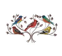 Décoration murale, objet mural, couloir, salon, jardin, oiseaux, laqué de couleurs vives, fer, L 66 cm