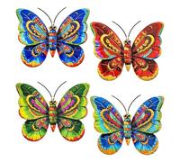 Décoration Murale Papillon en métal pour Extérieur, Terrasse, Balcon | Sculptures de papillons colorées en fer, ornement suspendu for jardin et cour(Mix color-4PCS)
