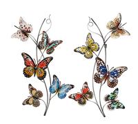 Décoration murale papillons décoration de jardin mur métal papillons décoration extérieur, coloré, LxHxP 38x72x3 cm, lot de 2