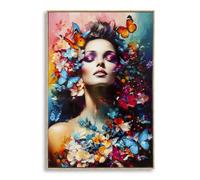 Décoration murale peinture sur toile avec cadre Mauro Ferretti Laccato Marty A Noir 62x4x92 cm