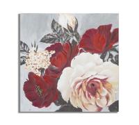 Décoration murale peinture sur toile fleur rouge Mauro Ferretti Multicolore 90x3,7x90 cm
