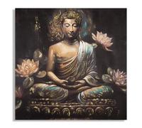 Toile Imprimée Déco Bouddha Prière 100x100cm Multicolore