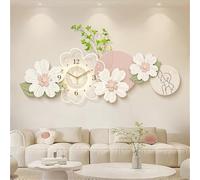 Décoration Murale raffinée, Horloge Murale Moderne avec lumière LED, Tableau Mural Multifonctionnel en Forme de Fleur (Rose 100 x 35 cm / 39,4 x 13,8 Pouces)