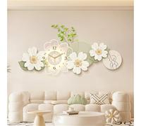 Décoration Murale raffinée, Horloge Murale Moderne avec lumière LED, Tableau Mural Multifonctionnel en Forme de Fleur (Vert 120 x 40 cm / 47,2 x 15,7 Pouces)