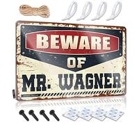 Décoration murale rétro encadrée rustique pour joueur | Méfiez-vous de Mr. Wagner Décoration murale en métal du sud pour pub maison (20 x 30 cm)