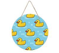 Décoration murale ronde en bois avec motif canard en caoutchouc, décoration murale rustique vintage faite à la main pour intérieur, chambre à coucher, salon, ferme, salle de bain