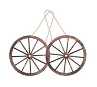Décoration Murale Roue de Chariot en Bois, Lot 2 Pièces, Ronde | Style Western Vintage Rustique, Grain Café, pour Clôtures, Portes, Jardin et Bar Restaurant