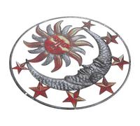 Décoration Murale Soleil et Lune Marron en Fer pour Extérieur | Applique Murale Décorative, Style Vif et Réaliste, Pièce Unique Créative