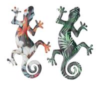 Décoration Murale Style Chic Lot de 2 Pièces Gecko en Fer | Aspect Réaliste, Usage la Cuisine et Jardin, Sculpture Suspendue, Finition Créative
