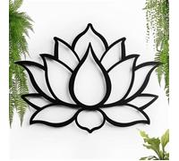 Décoration murale suspendue - 1 pièce, artisanat métal fer, sculpture flottante acier, 28x24,5cm motif lotus - Convient Étiquette