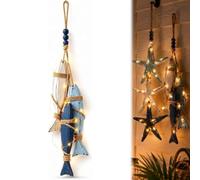 Décoration murale suspendue en bois style bord de mer avec éclairage (#1)