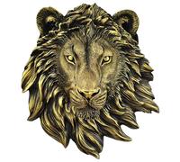 Décoration murale tête de lion, 23 x 20 cm, plaque en résine avec finition cuivre vieilli, déco 2D lion pour jardin, bar, KTV, art mural industriel original, légère et facile à suspendre