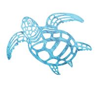 Décoration Murale Tortue en Fer Bleu, Motif Ajouré pour Intérieur | Pendentif Décoratif, Art Mural pour Jardin et Terrasse, Pièce Artisanale au Rendu Lumineux