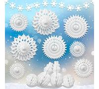 Decoration Noel Premium Réutilisable - Deco Noel Papier Blanc - Décoration de Noël pour Fenetre à Suspendre - Decoration Noel Interieur Maison - Flocon de Neige Decoration - Déco de Noël Papier