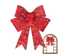 Décoration Noeud De Noël Lumineux 60cm | Grands Arcs Rouges De Noël Suspendus en Plein Air avec Lumières LED | Arc De Couronne De No-ël pour Porte D'entrée Intérieure Et Extérieure, Fête De Jardin